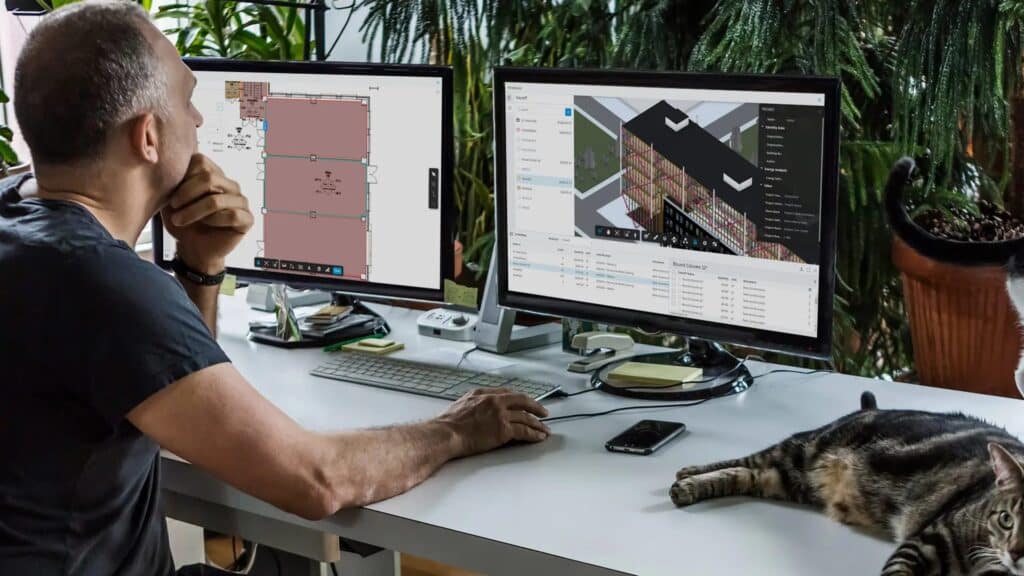 a man doing estimation services at screen